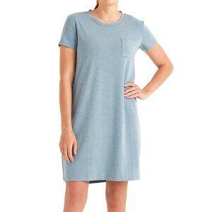 Free Fly Bamboo Short Sleeve T Shirt Dress -Light Dusty Blue SIZE L